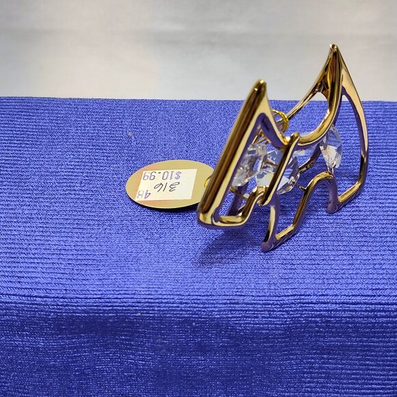 Crystal Delight 24K Gold Plated Terrier Dog Suncatcher Austrian Crystal 1995 VTG - Picture 4 of 5